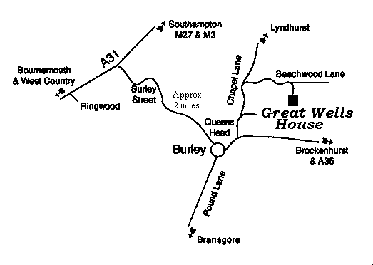 Map to Great Wells Cottages